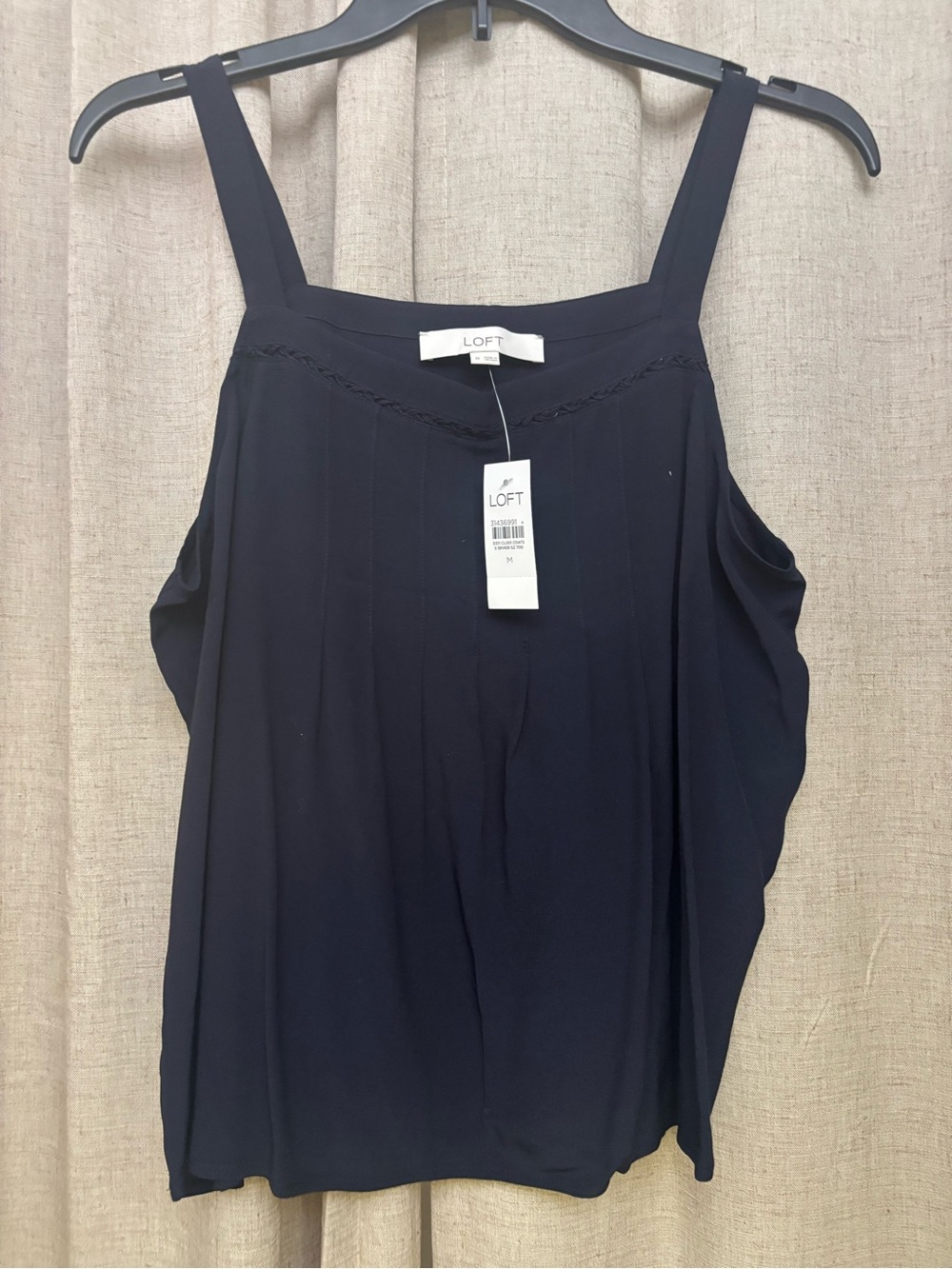 LOFT Navy Square-Neck Sleeveless Tank with Wide Straps